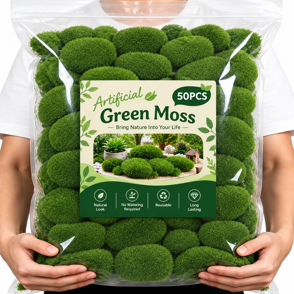 Sphagnum Moss Dry - 50/5 STUKS Kunstmatige Mosrotsbal Nep Groene