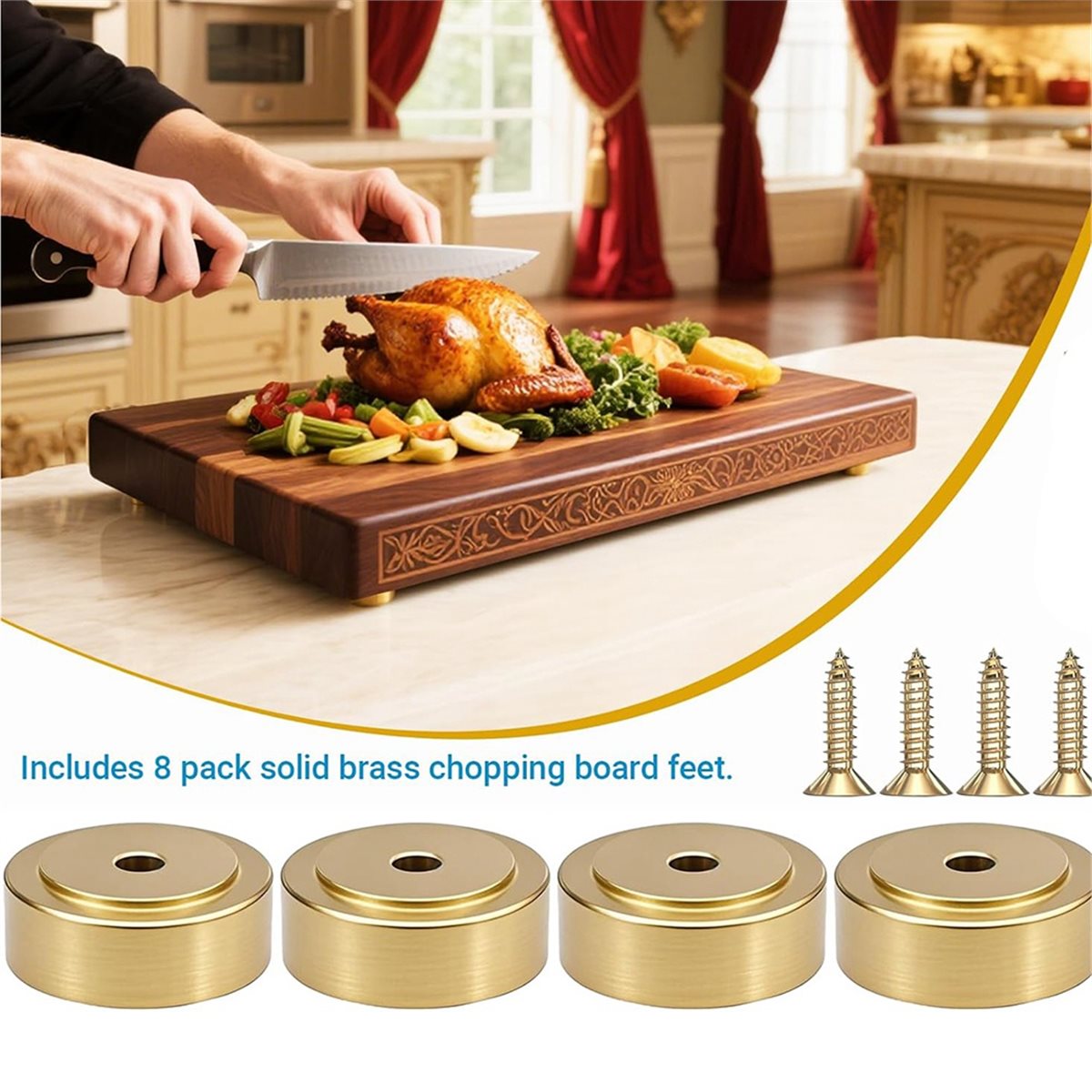 8-pack messing snijplankvoeten - Cutting Board Foam recensie en prijs